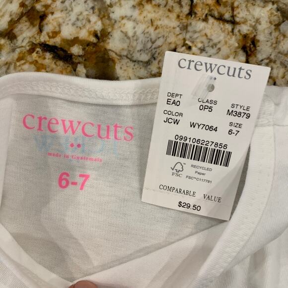 NWT J. Crew Girls' White w/Teal Glitter Crab Graphic Tee - Picture 5 of 7